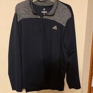 Adidas Navy and Gray Quarter-Zip Pullover